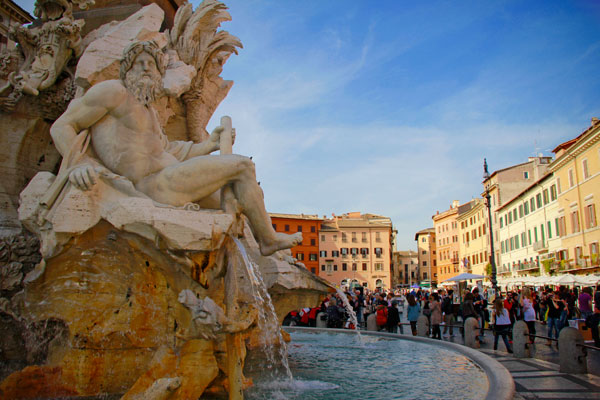 Detalhe da Fontana dei Quattro Fiumi, na Piazza Navona - Roma - Fui e Vou Voltar - Alessandro Paiva