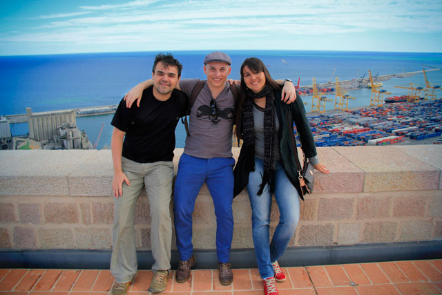 Élcio, eu e Clarice, no Castell de Montjuïc, Barcelona