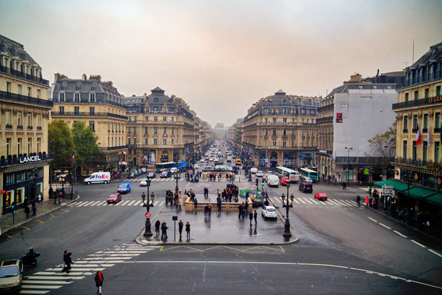 Avenue de l'Opéra vista da sacada frontal do Opéra Garnier
