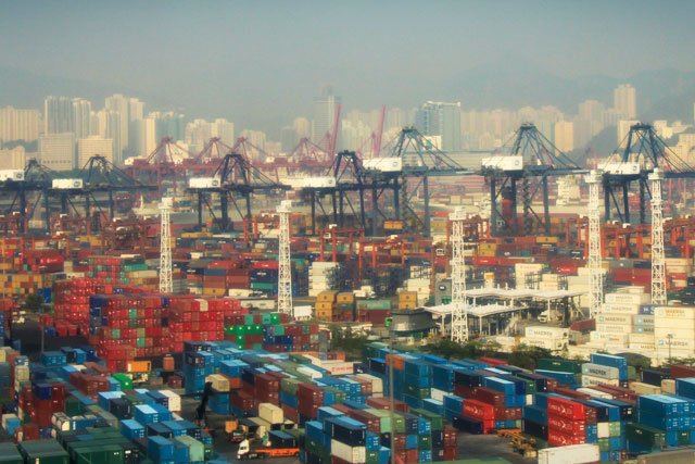 Detalhe do porto de Hong Kong