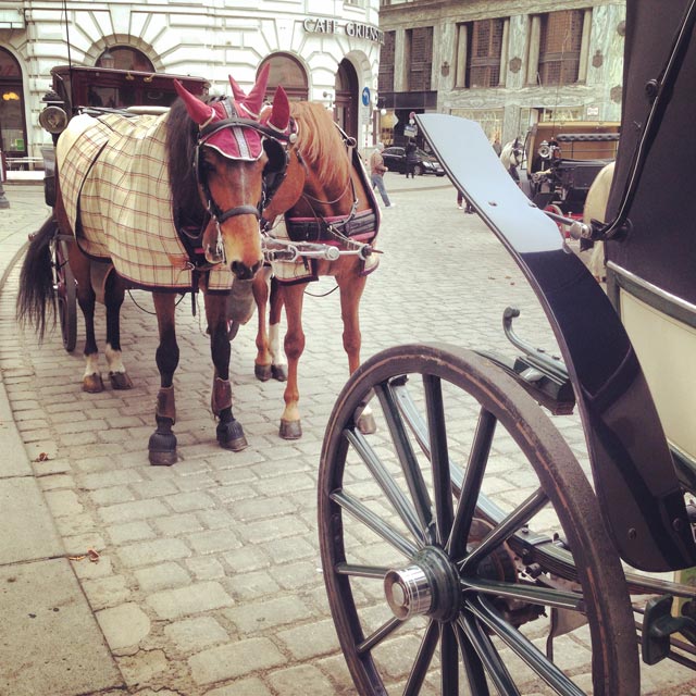 Fiaker estacionada na Michaelerplatz 