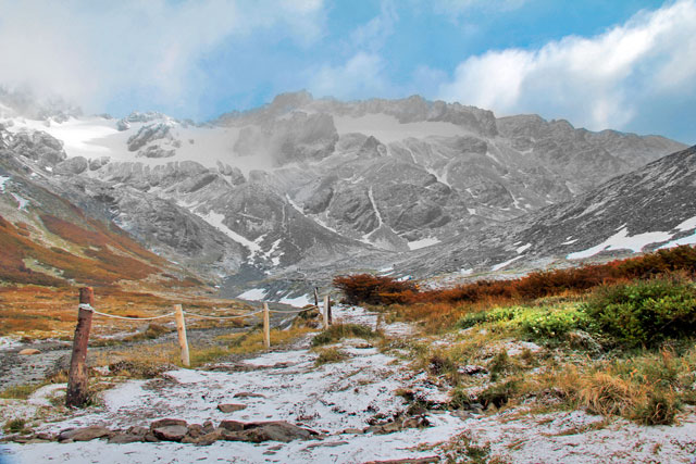 Paisagem vista na descida pela Glaciar Martial