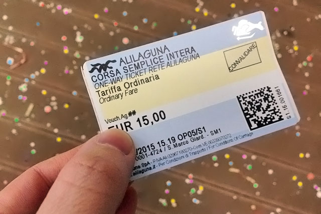 Cartão Corsa semplice intera, da Alilaguna