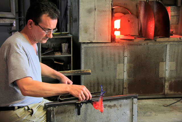Demonstração na Vetreria Ducale, em Murano