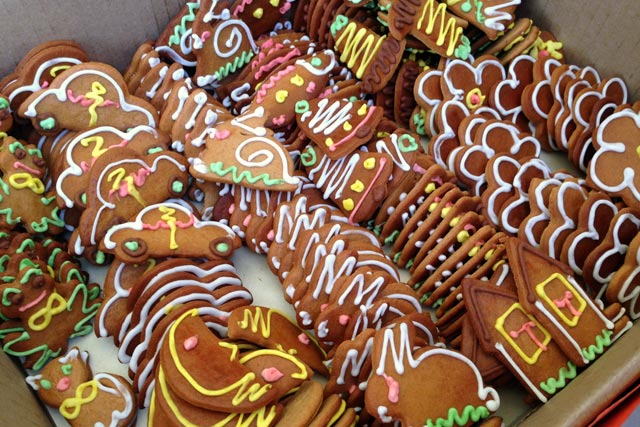 Biscoitos vendidos no mercado ao ar livre da Rua de Kalnciema